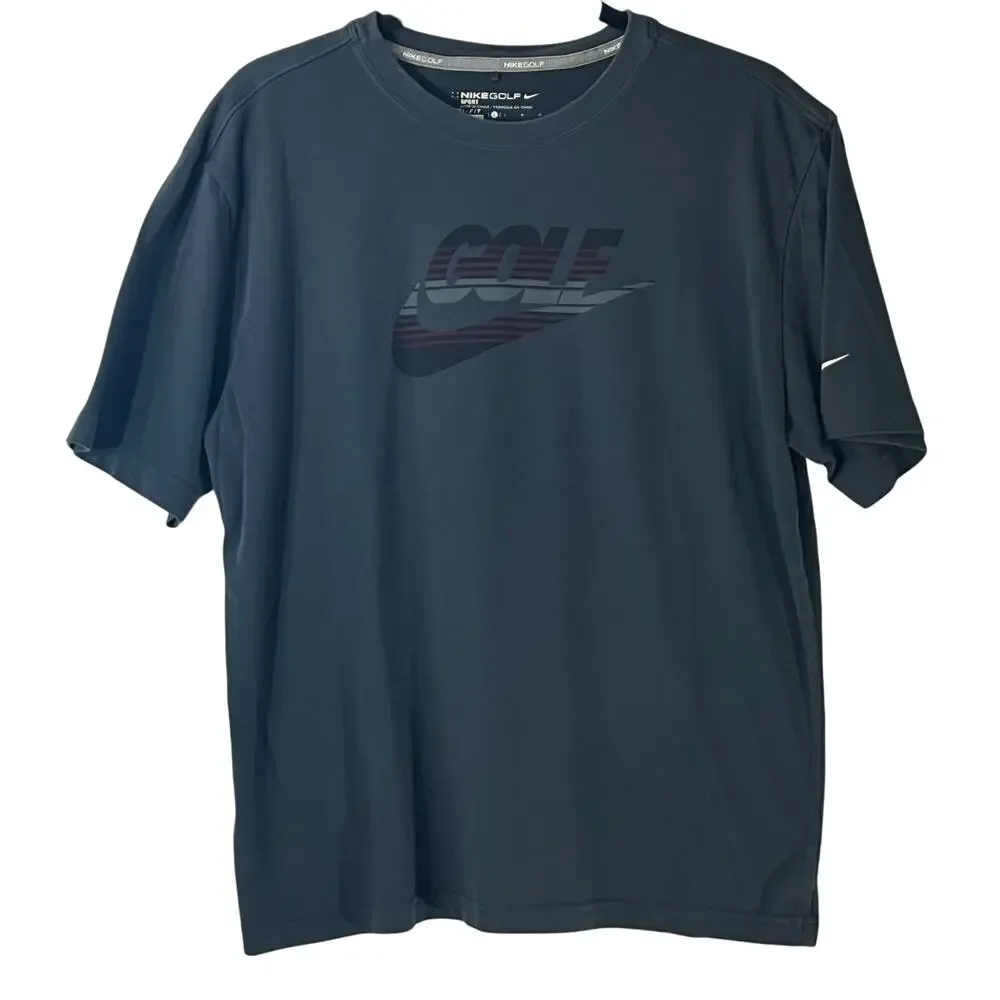 Nike Golf Heather Blue Graphic Crew Neck Short Sleeve T Shirt Size L